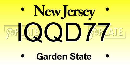 IQQD77 New Jersey License Plate