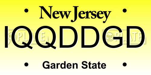 IQQDDGD New Jersey License Plate