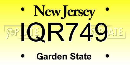 IQR749 New Jersey License Plate