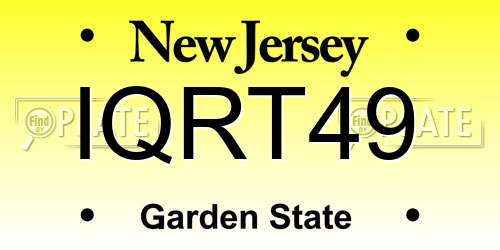 IQRT49 New Jersey License Plate