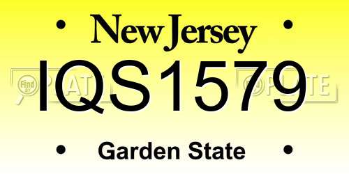 IQS1579 New Jersey License Plate