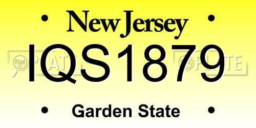 IQS1879 New Jersey License Plate