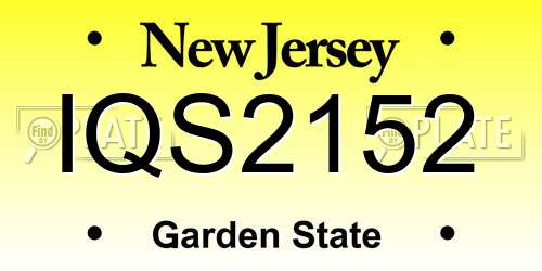 IQS2152 New Jersey License Plate