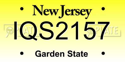 IQS2157 New Jersey License Plate