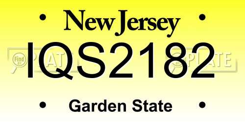 IQS2182 New Jersey License Plate