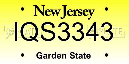IQS3343 New Jersey License Plate