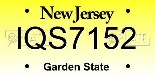 IQS7152 New Jersey License Plate
