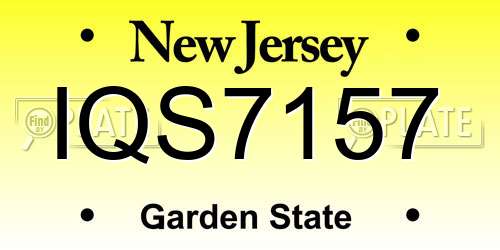 IQS7157 New Jersey License Plate