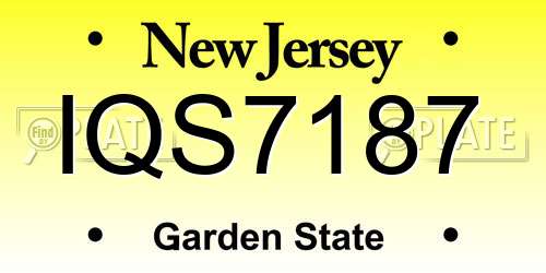 IQS7187 New Jersey License Plate