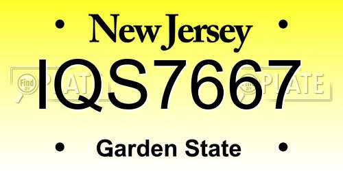 IQS7667 New Jersey License Plate