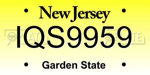 IQS9959 New Jersey License Plate