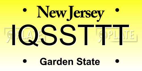 IQSSTTT New Jersey License Plate