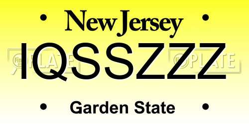 IQSSZZZ New Jersey License Plate