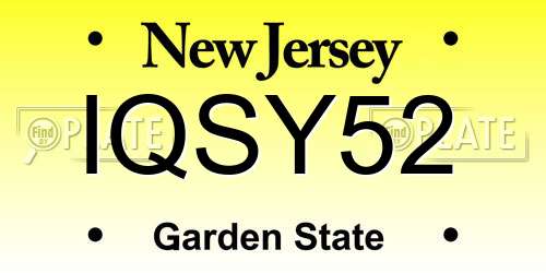 IQSY52 New Jersey License Plate