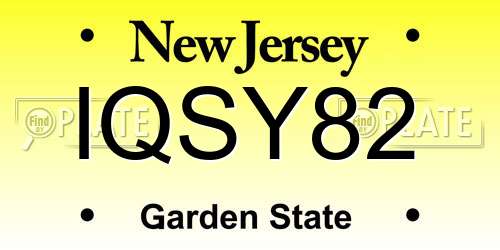 IQSY82 New Jersey License Plate