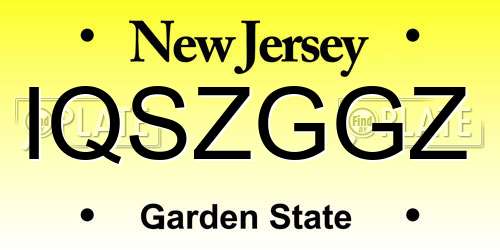 IQSZGGZ New Jersey License Plate