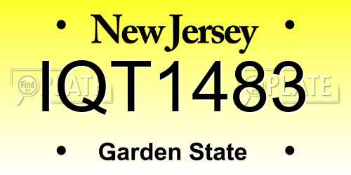 IQT1483 New Jersey License Plate
