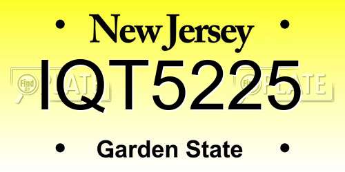 IQT5225 New Jersey License Plate