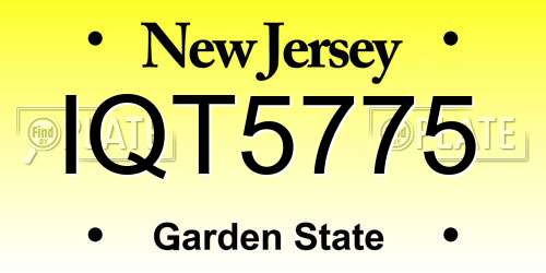 IQT5775 New Jersey License Plate
