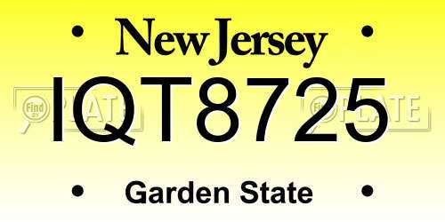 IQT8725 New Jersey License Plate
