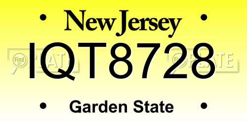 IQT8728 New Jersey License Plate
