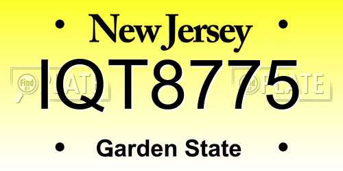 IQT8775 New Jersey License Plate