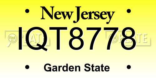 IQT8778 New Jersey License Plate