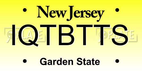 IQTBTTS New Jersey License Plate