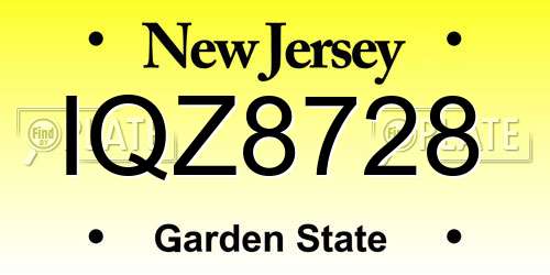IQZ8728 New Jersey License Plate