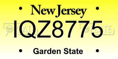 IQZ8775 New Jersey License Plate