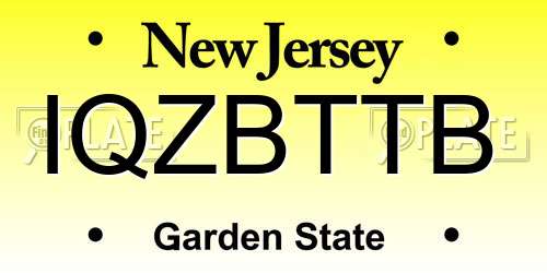 IQZBTTB New Jersey License Plate
