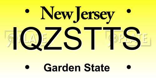 IQZSTTS New Jersey License Plate
