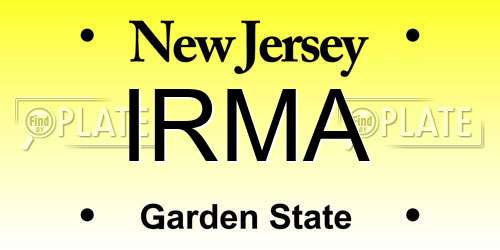 IRMA New Jersey License Plate