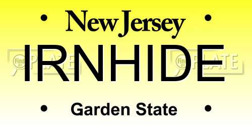 IRNHIDE New Jersey License Plate
