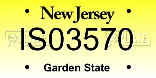 IS03570 New Jersey License Plate