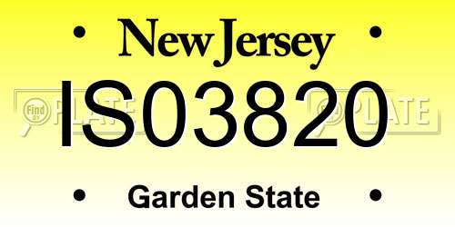 IS03820 New Jersey License Plate