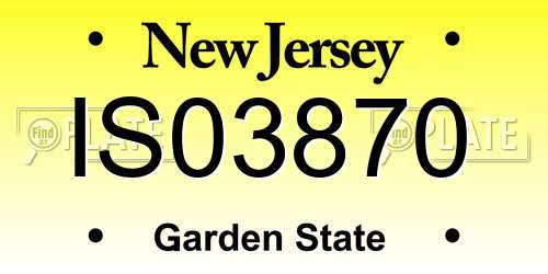 IS03870 New Jersey License Plate