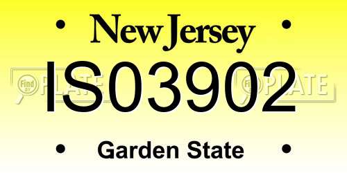 IS03902 New Jersey License Plate