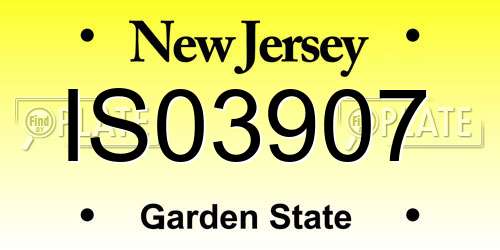 IS03907 New Jersey License Plate