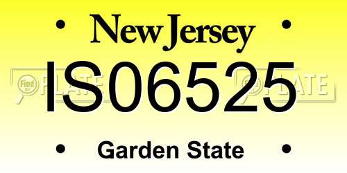 IS06525 New Jersey License Plate