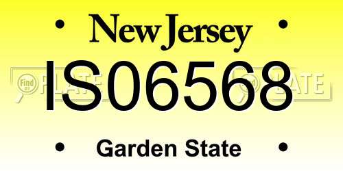 IS06568 New Jersey License Plate