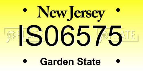 IS06575 New Jersey License Plate