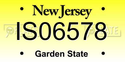 IS06578 New Jersey License Plate