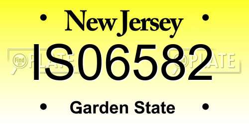 IS06582 New Jersey License Plate
