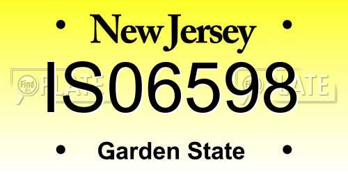 IS06598 New Jersey License Plate