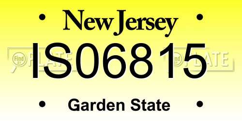 IS06815 New Jersey License Plate