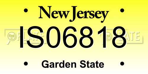 IS06818 New Jersey License Plate