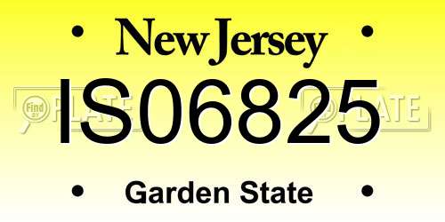 IS06825 New Jersey License Plate