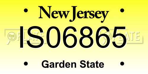 IS06865 New Jersey License Plate