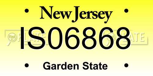 IS06868 New Jersey License Plate